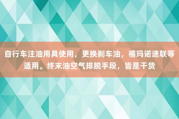 自行车注油用具使用，更换刹车油，禧玛诺速联等适用。终末油空气排脱手段，皆是干货